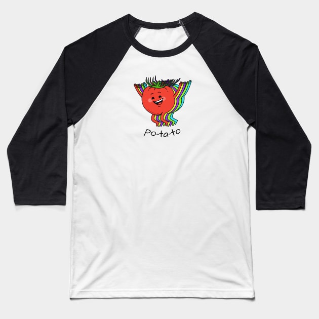 Cute and Funny Saying of Potato and Tomato Baseball T-Shirt by Discoverit